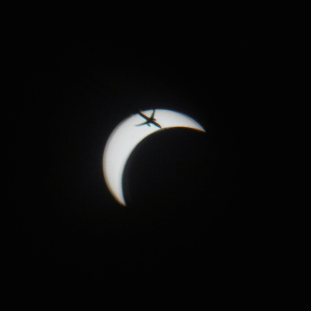 An airplane eclipsing the 2024 eclipse